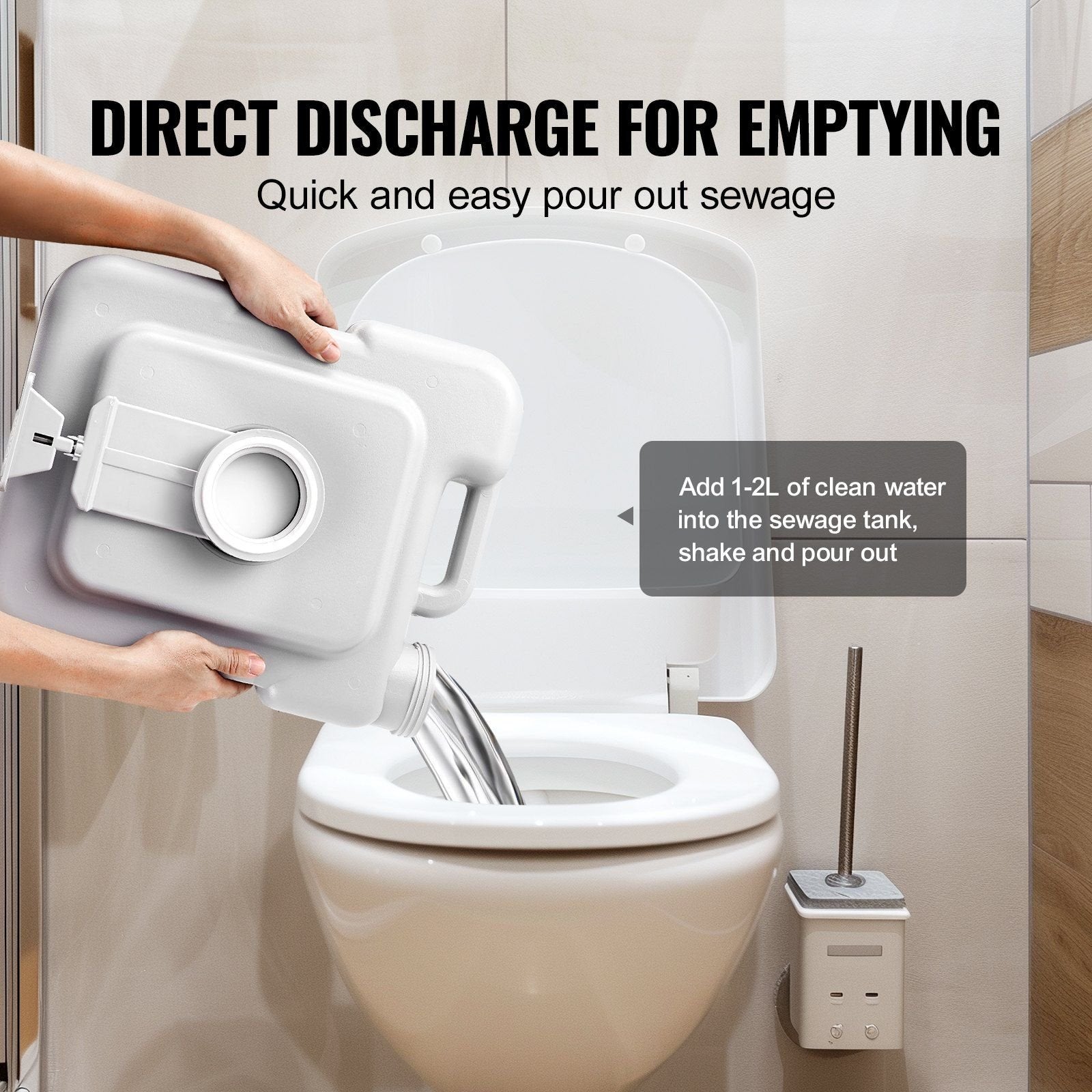 VEVOR 5.3 Gallon Portable Toilet for Camping - Push Button Pressurized Flush