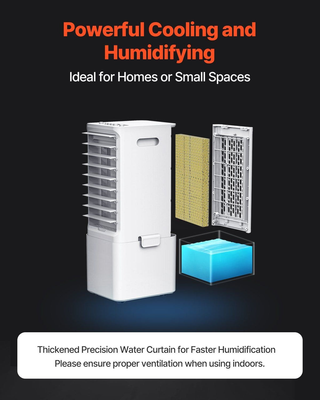 9L Evaporative Air Cooler – 550 CFM Swamp Cooler with Dual Ice Boxes