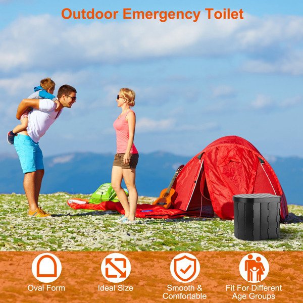 Portable Folding Camping Toilet for Adults – Includes Lid, Carry Bag & Garbage Bags