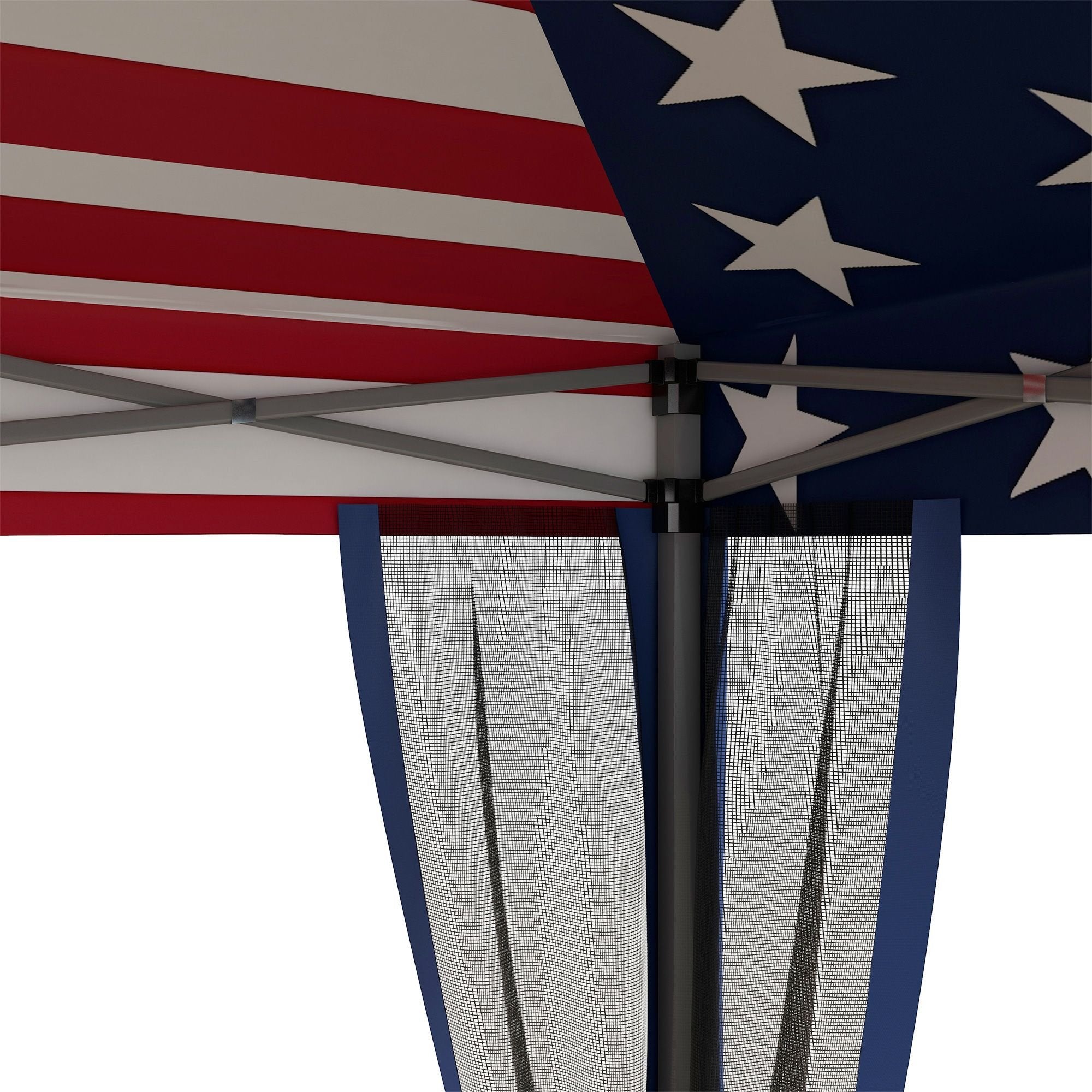 10' x 10' American Flag Pop-Up Canopy û Mesh Sidewalls for Outdoor Events