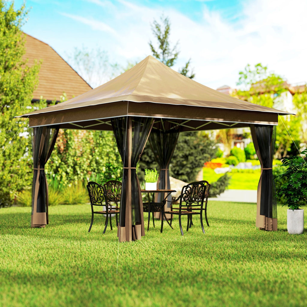 12' x 12' Pop-Up Canopy Tent û UPF50+ with Mesh Netting & Carry Bag (Beige)