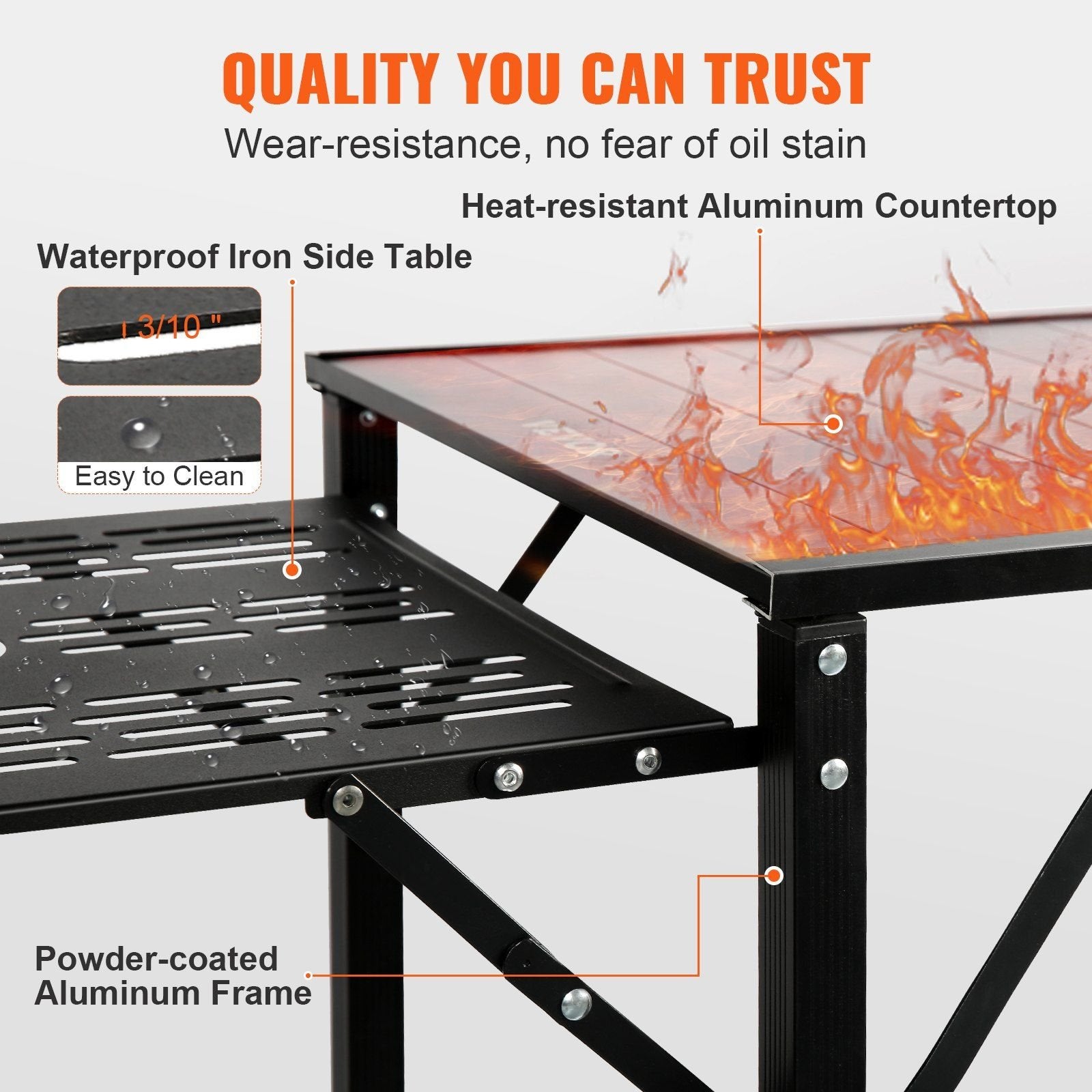 VEVOR Folding Camping Kitchen Table – Portable Cook Station with 3 Side Tables, Shelves & Detachable Sink