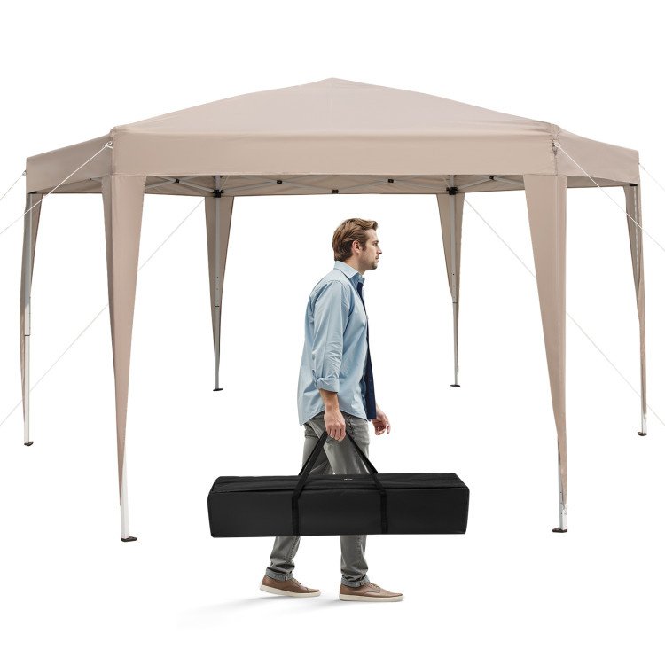 13x11.5 FT Hexagonal Pop-Up Canopy Tent – Height Adjustable with Decorative Leg Covers
