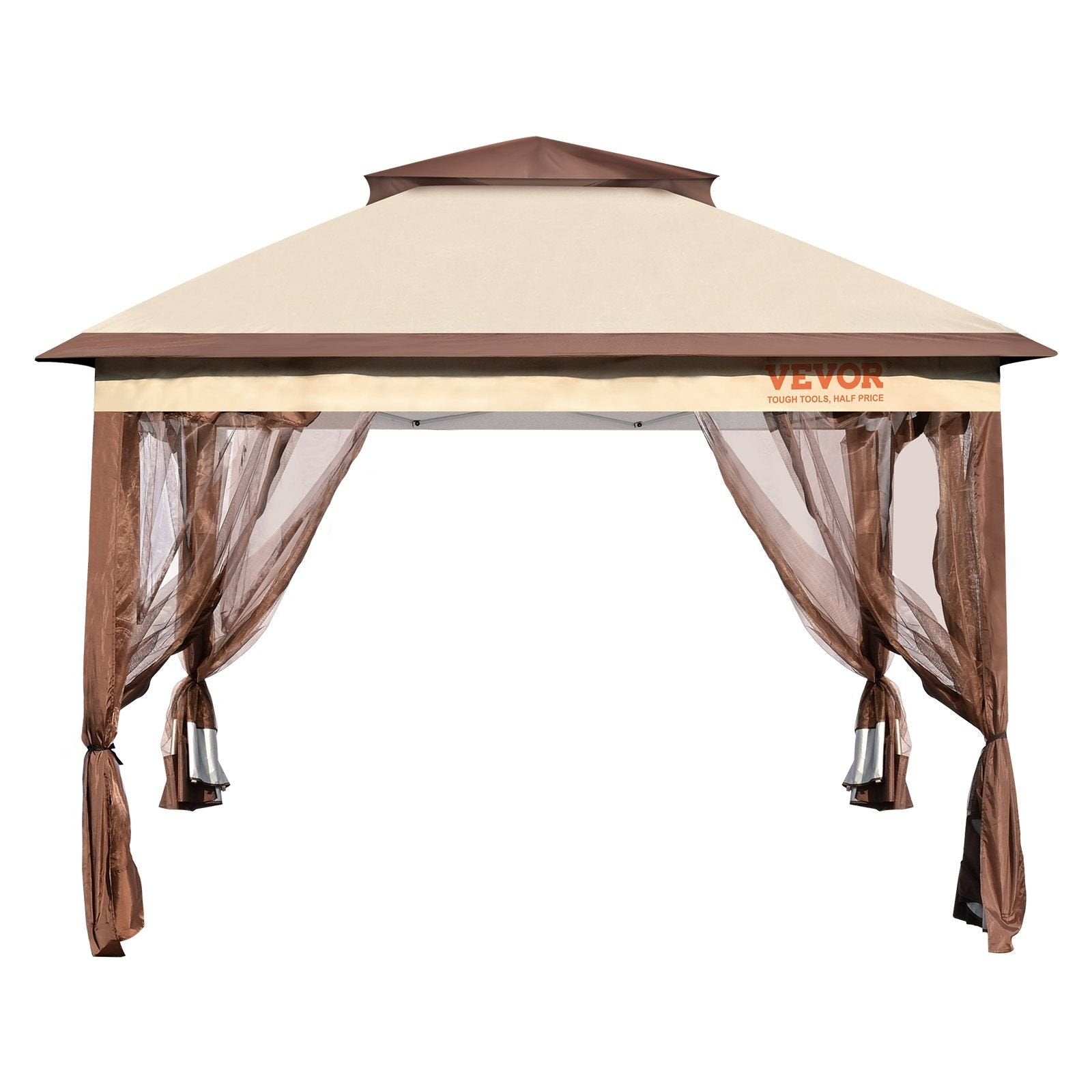 VEVOR 11x11ft Patio Gazebo – Pop-Up with Mosquito Net, Metal Frame & Waterproof Oxford Cloth