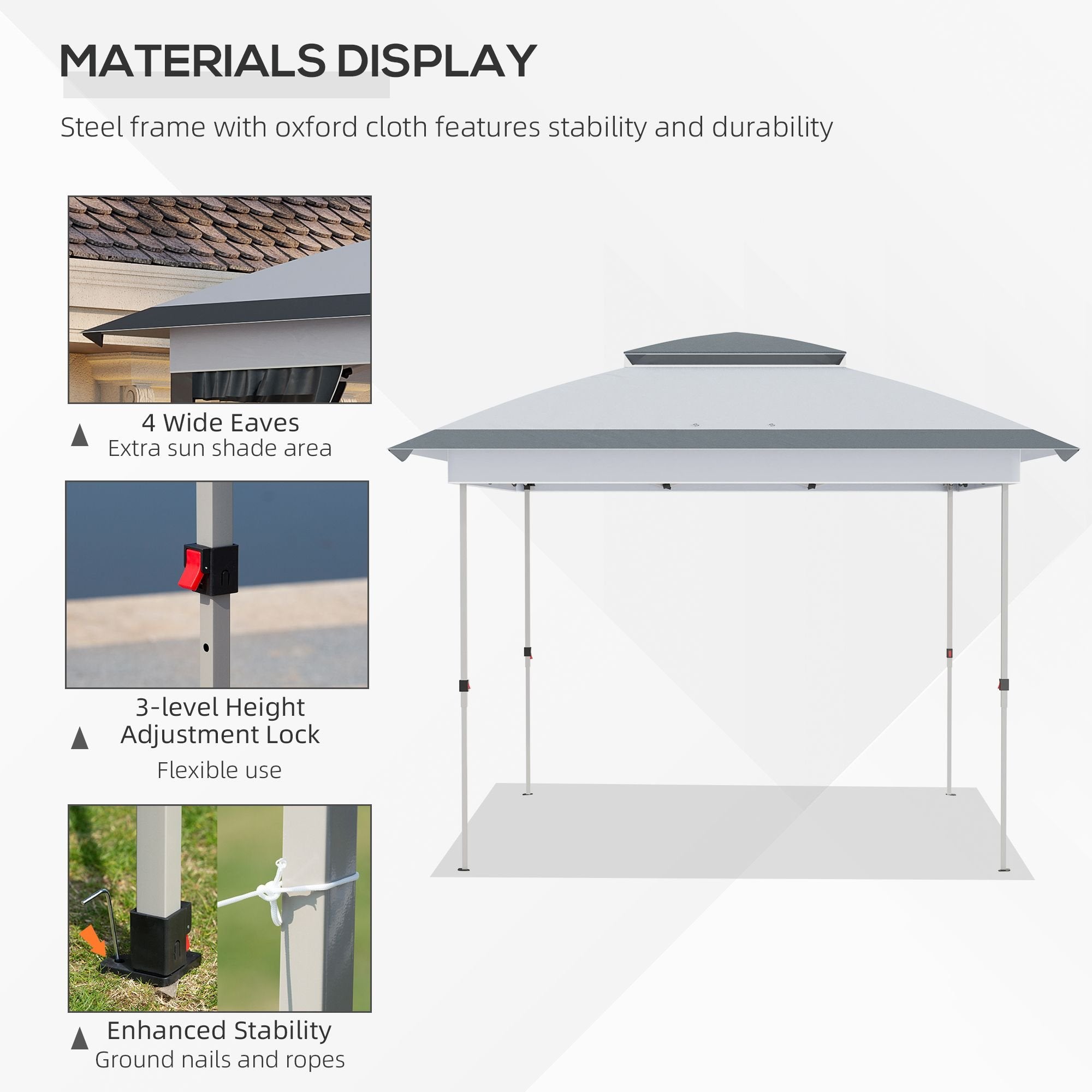 12' x 12' Pop-Up Gazebo Sun Shade û Adjustable with Mesh Netting (Gray)