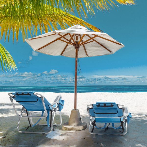 Short Oxford Cloth Beach Chair Blue