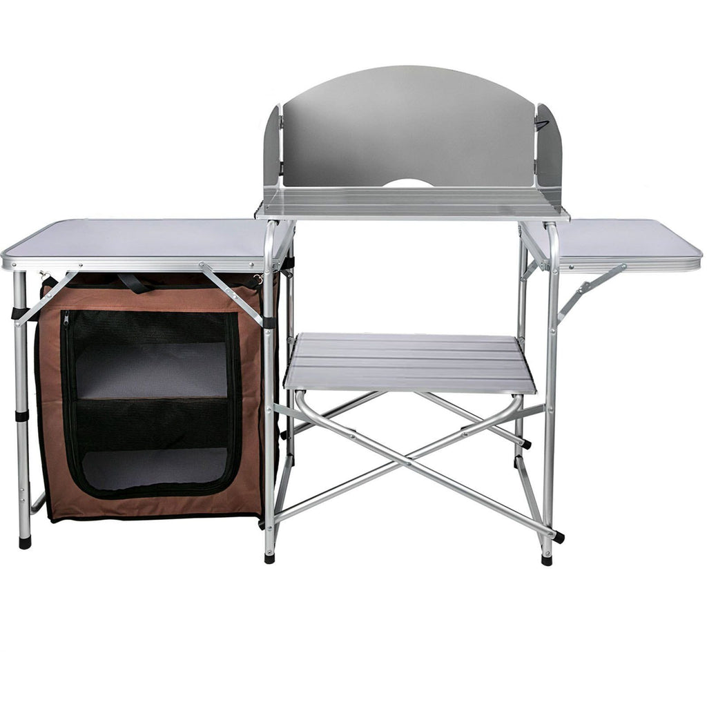 Folding Camping Kitchen Table û Portable Picnic Cabinet with Storage