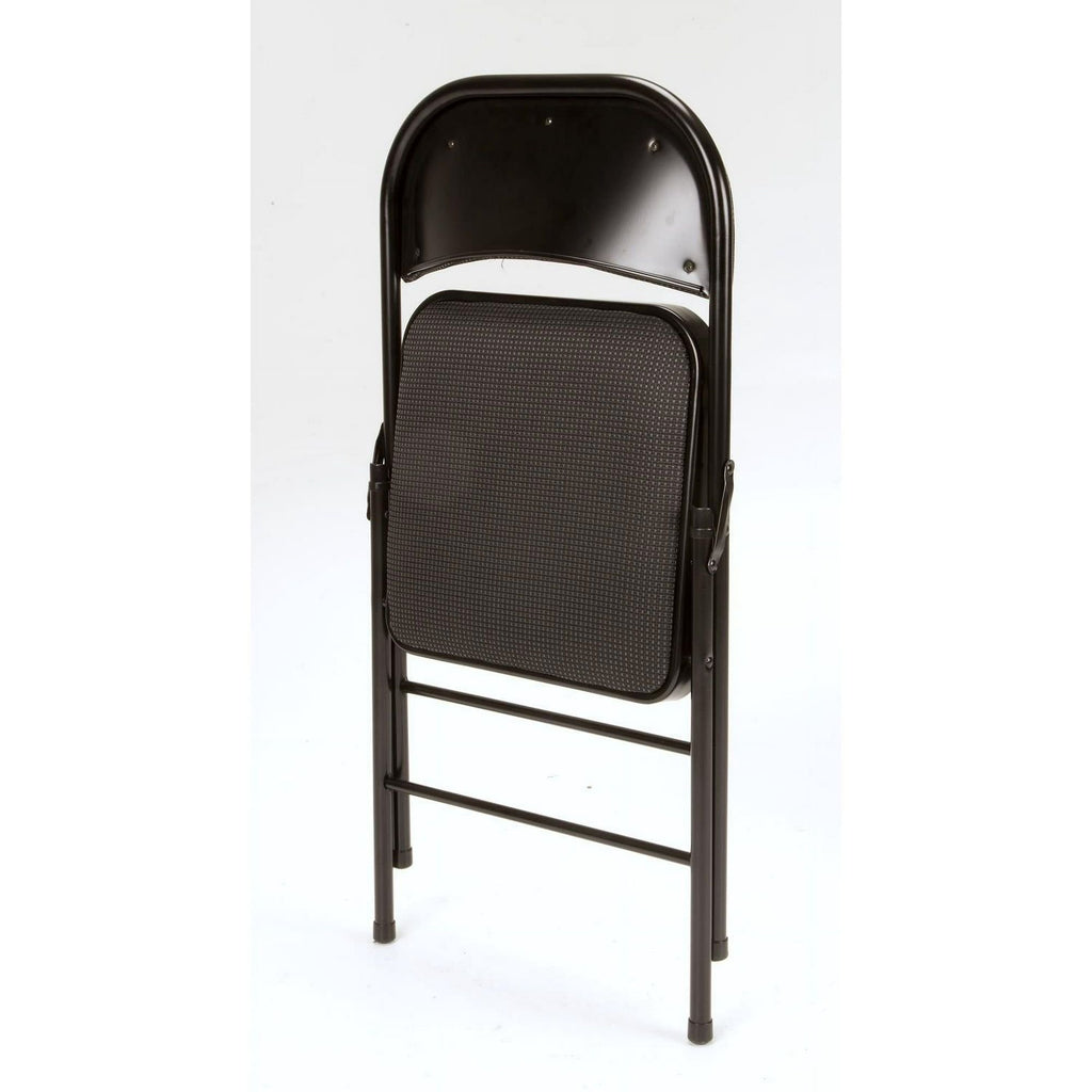 Deluxe Fabric Padded Folding Chair, Black