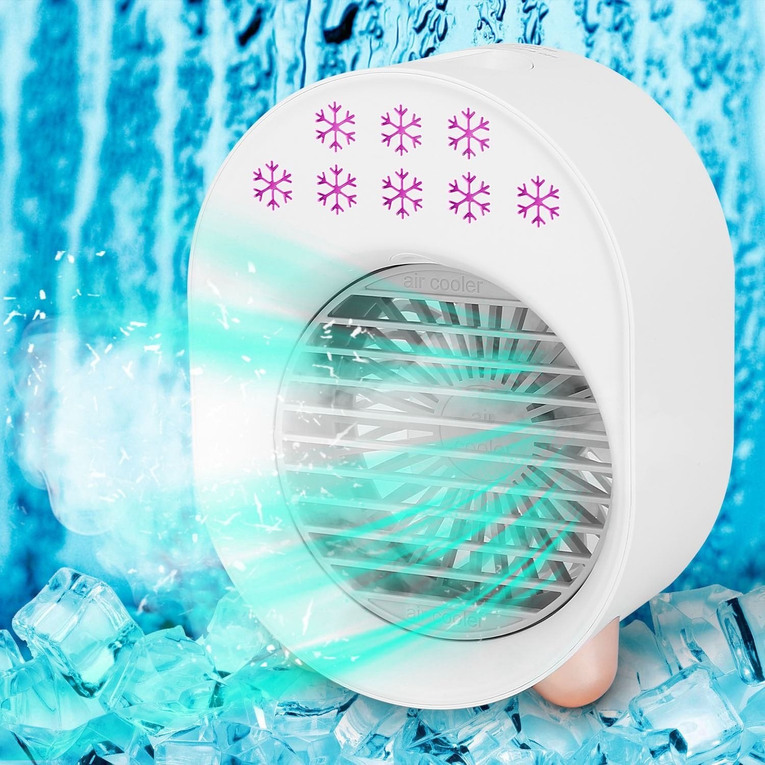 4-in-1 Mini Desktop Air Conditioner Fan – Portable Water Mist Cooling & Humidifier