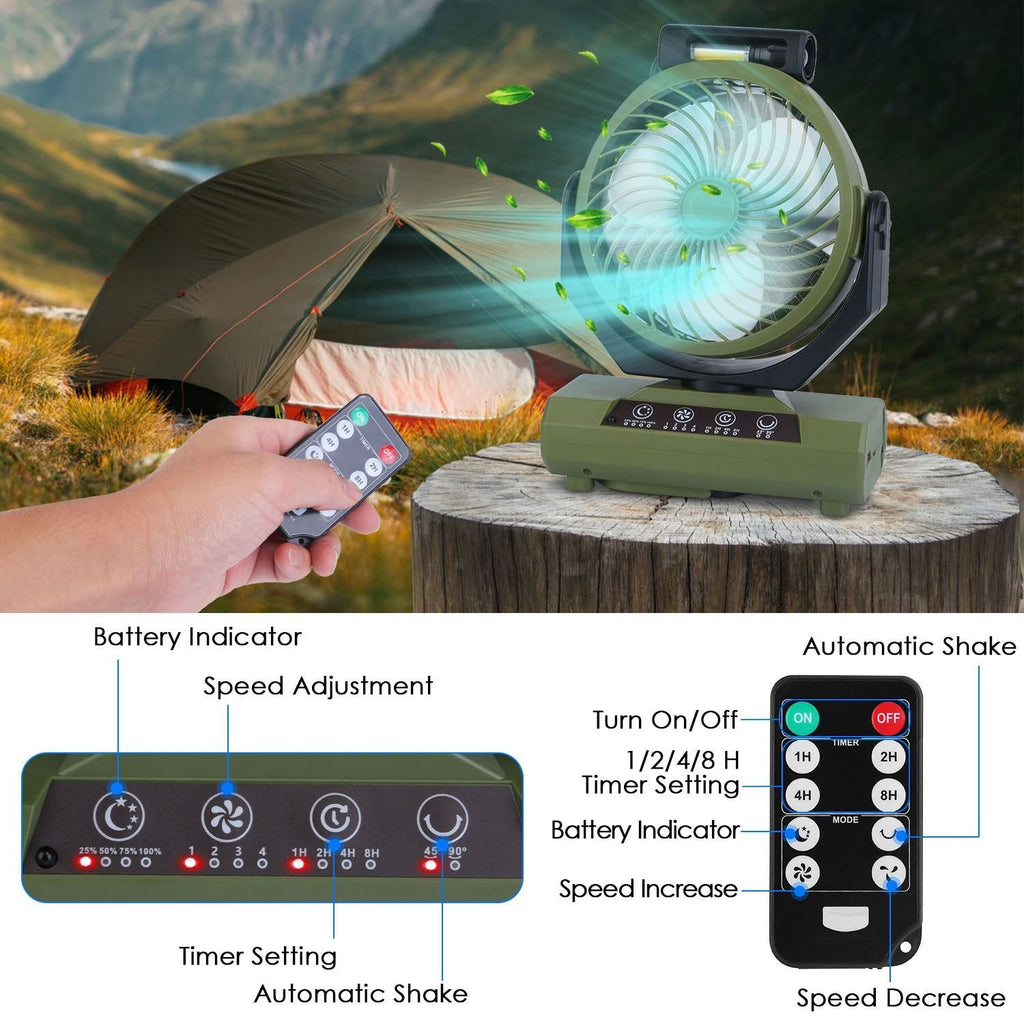 Rechargeable Oscillating Camping Fan