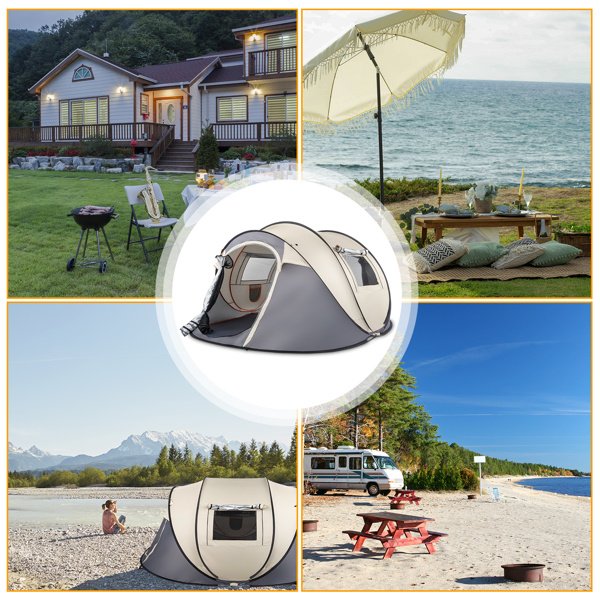 4-Person Pop-Up Camping Tent – Easy Setup for Hiking, Fishing, Beach & Outdoor Adventures