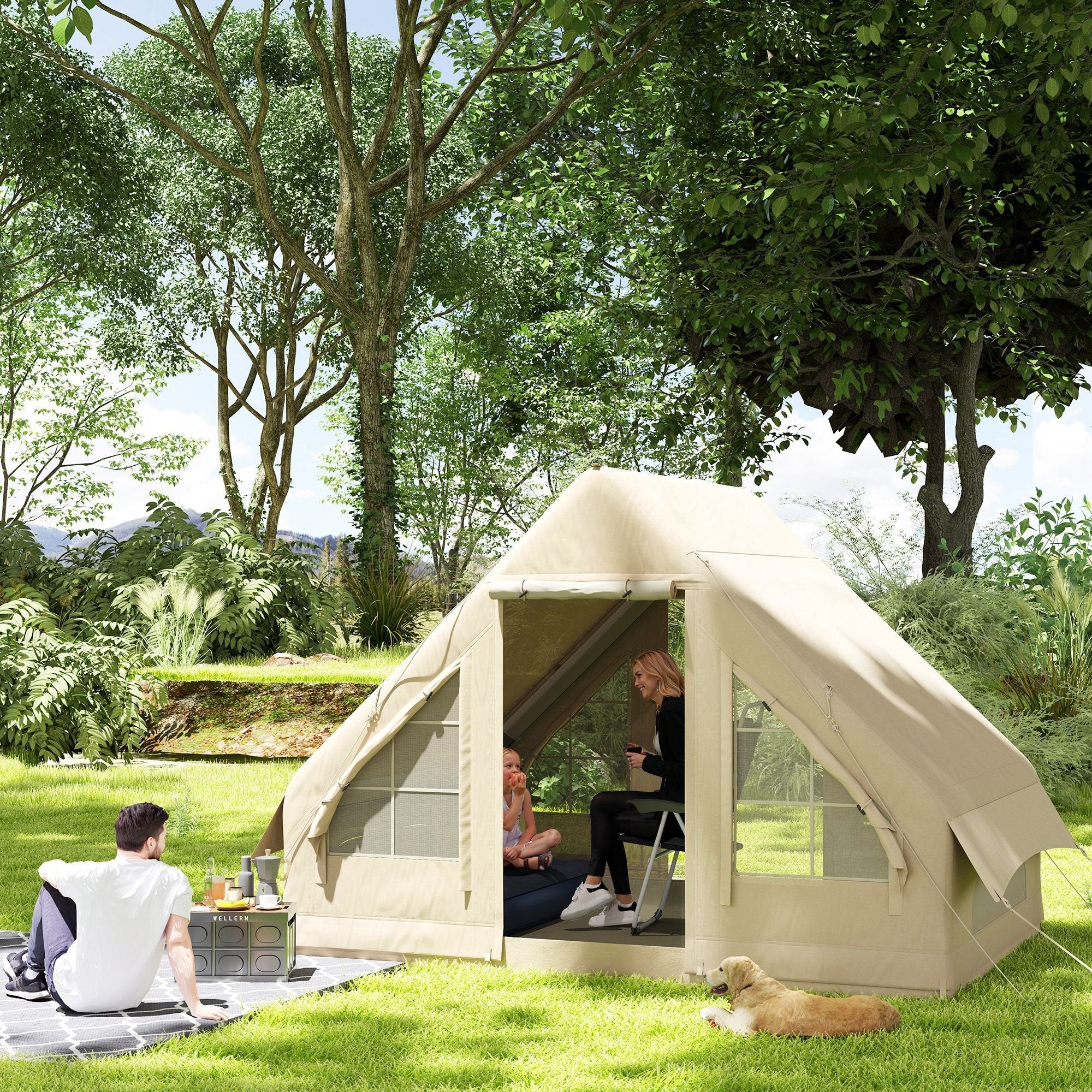 Inflatable 4-Season Camping Tent û Waterproof & Windproof with Hand Pump