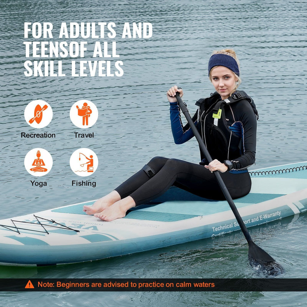 VEVOR Inflatable Paddle Board – Includes Kayak Seat, Pump, Paddle & Accessories - 11' x 33" x 6"