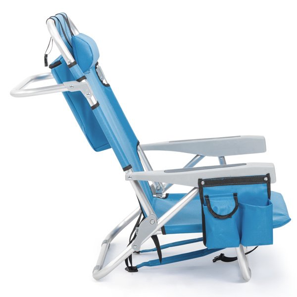 Short Oxford Cloth Beach Chair Blue