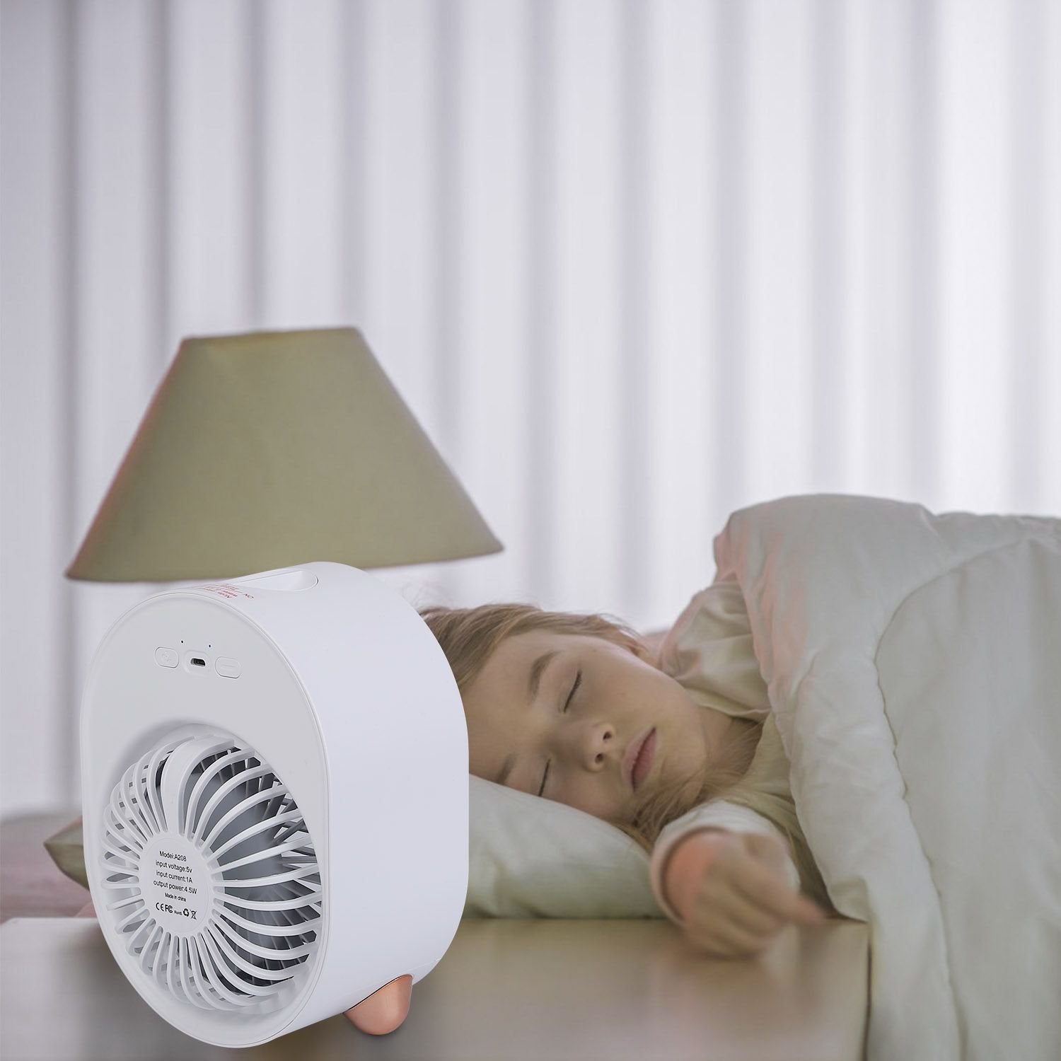 4-in-1 Mini Desktop Air Conditioner Fan – Portable Water Mist Cooling & Humidifier