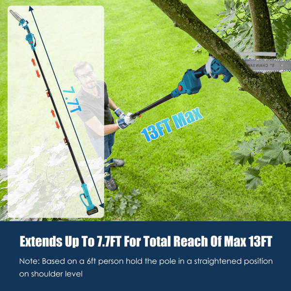 2-in-1 Cordless Pole Saw & Mini Chainsaw û 13FT Reach, Brushless Motor