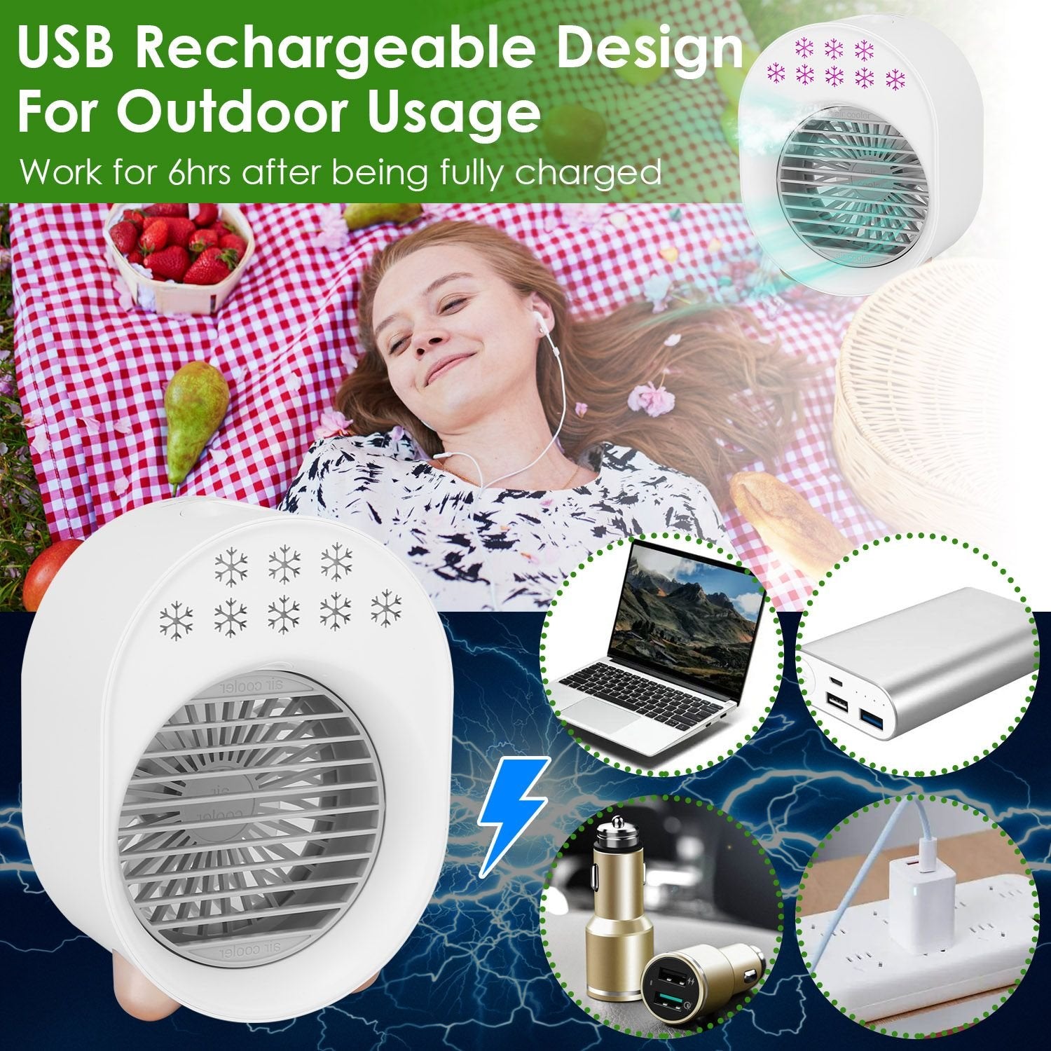 4-in-1 Mini Desktop Air Conditioner Fan – Portable Water Mist Cooling & Humidifier