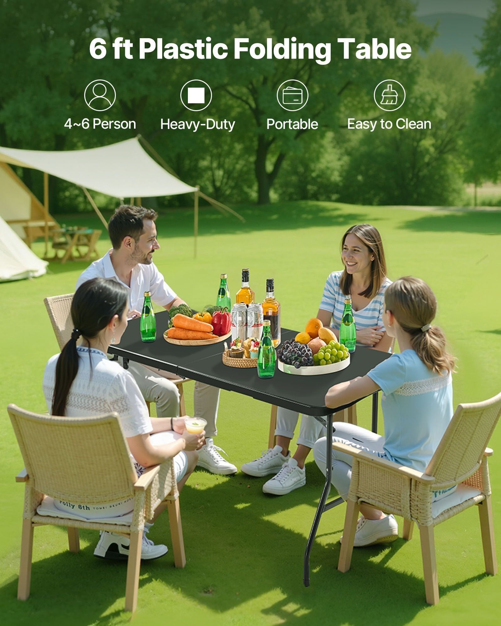 6-Ft Plastic Folding Table û Portable Indoor/Outdoor Utility Table