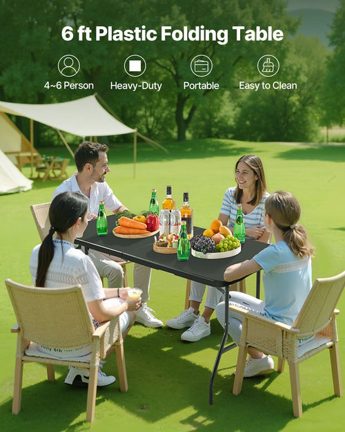 6-Ft Plastic Folding Table û Portable Indoor/Outdoor Utility Table