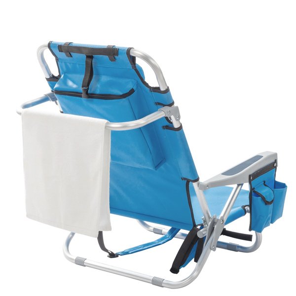 Short Oxford Cloth Beach Chair Blue