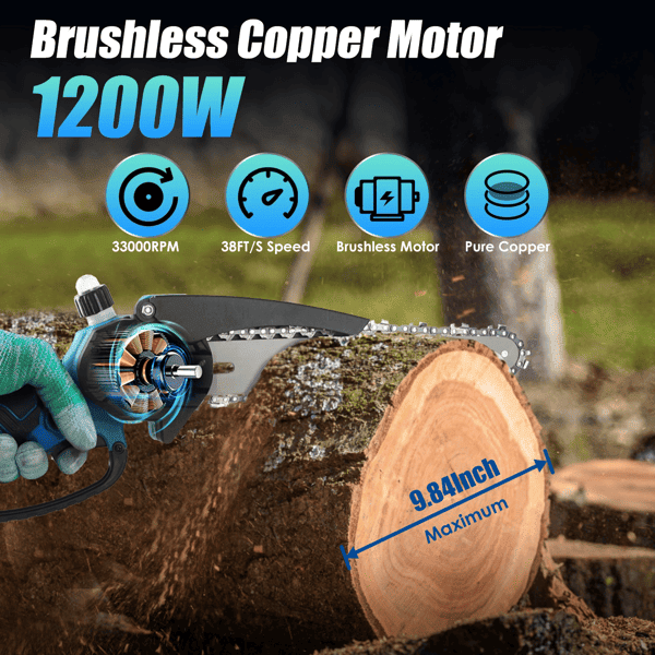 2-in-1 Cordless Pole Saw & Mini Chainsaw û 13FT Reach, Brushless Motor
