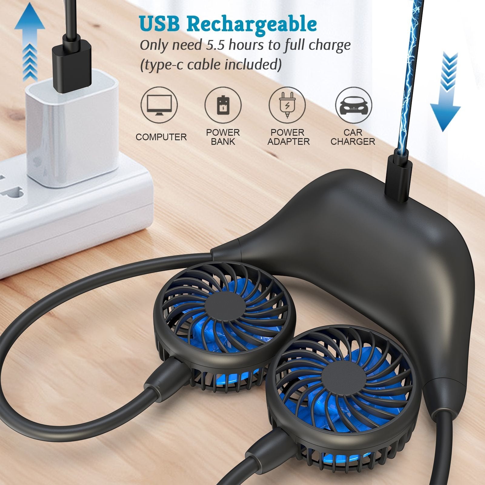 Portable Necklace Fans for Sports Cycling Hiking