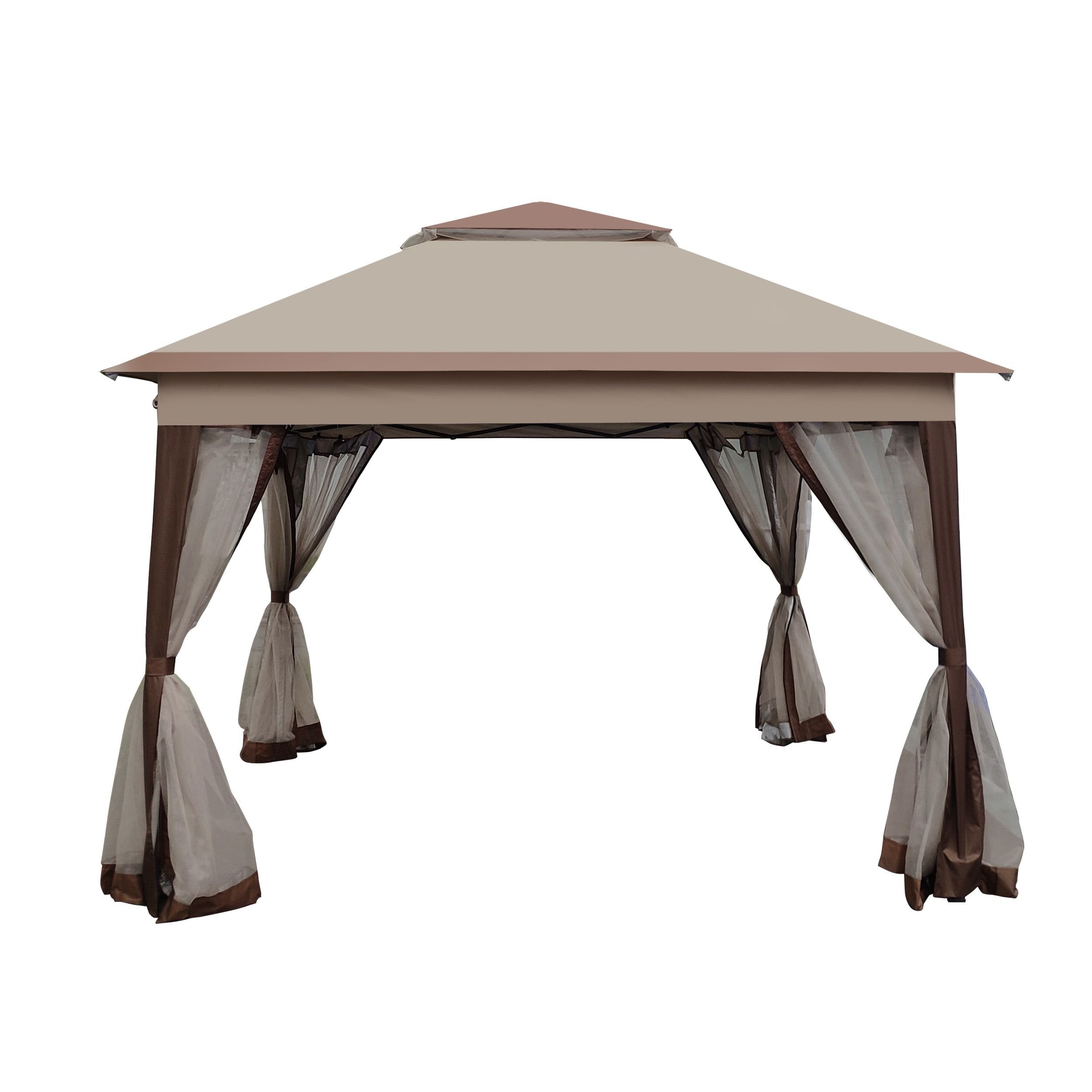 11' x 11' Pop-Up Gazebo Canopy û 2-Tier with Removable Netting (Coffee)