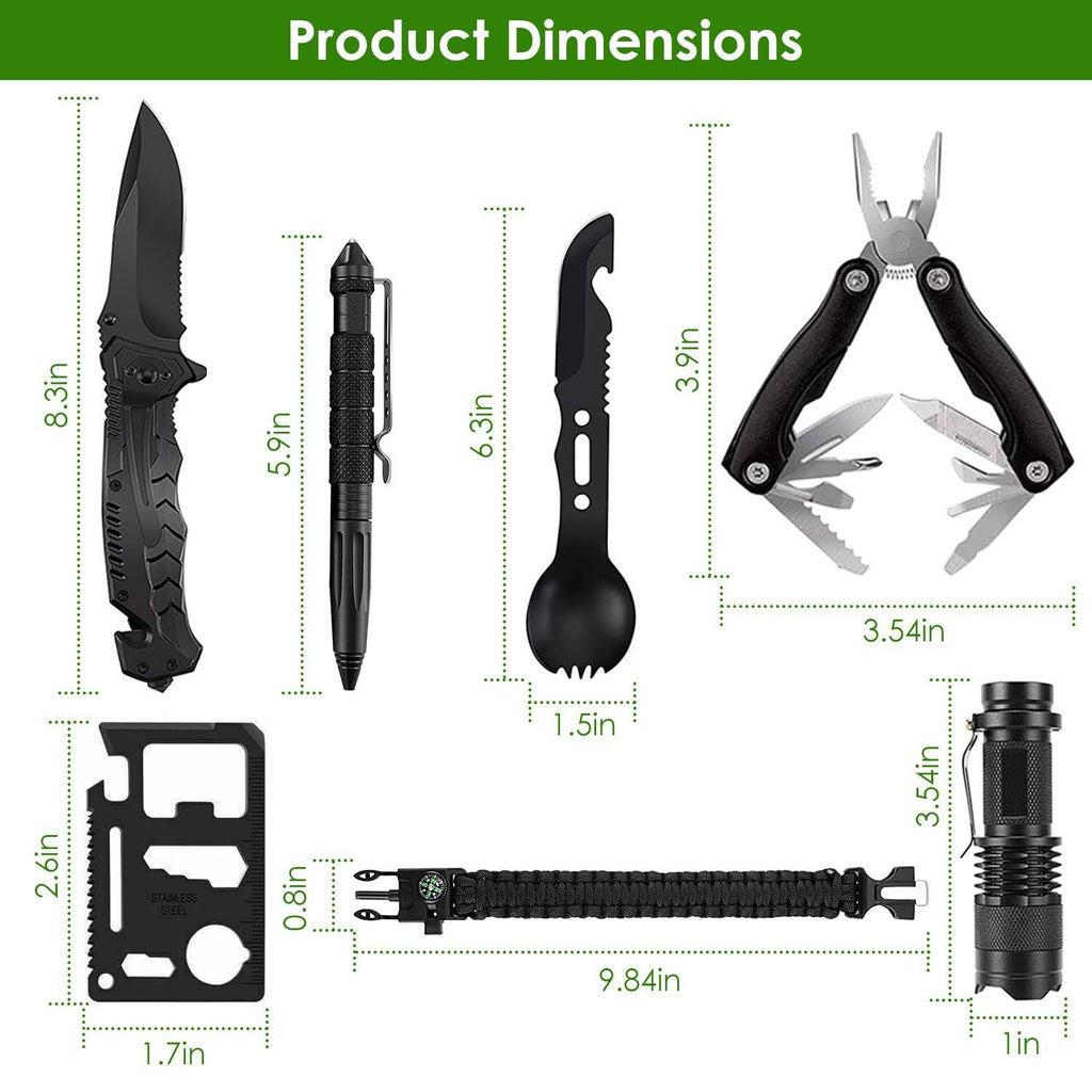 47-Pc Emergency Survival Kit – EDC Gear, First Aid & Tools with Pouch for Outdoor Adventures