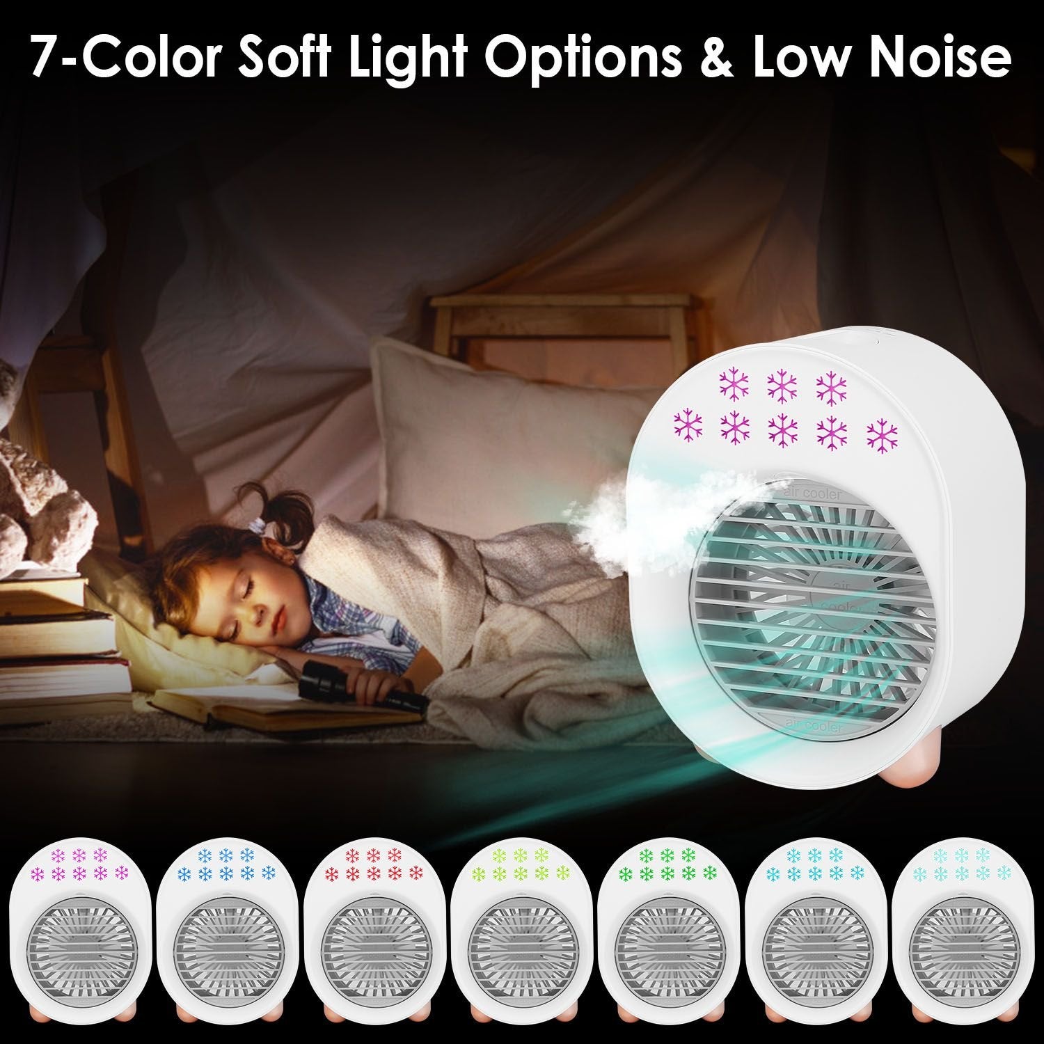 4-in-1 Mini Desktop Air Conditioner Fan – Portable Water Mist Cooling & Humidifier