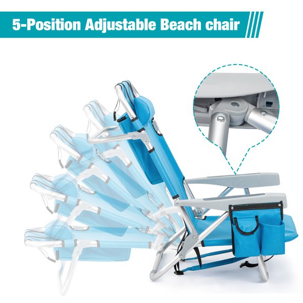 Short Oxford Cloth Beach Chair Blue