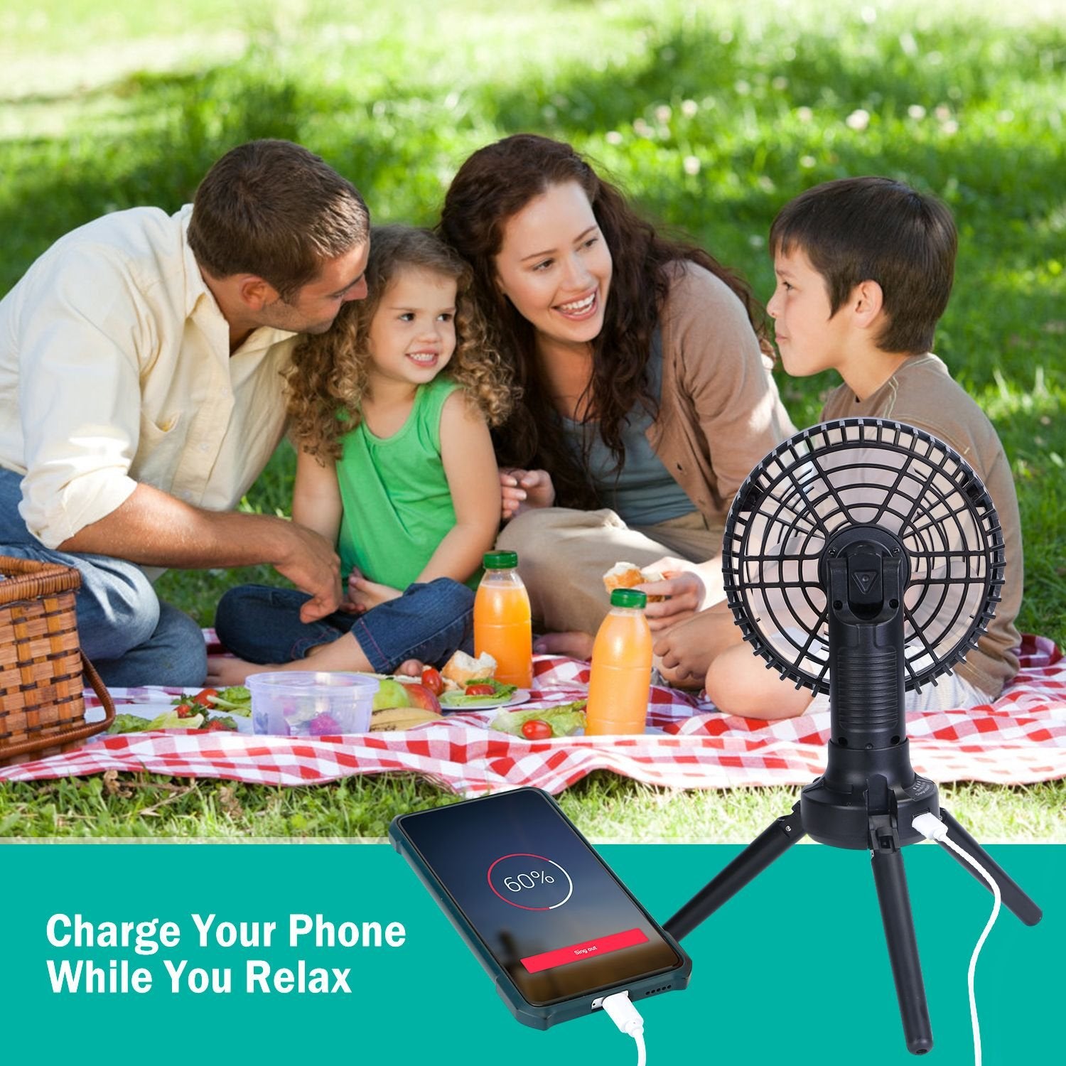 Foldable Oscillating Rechargeable Tripod Fan