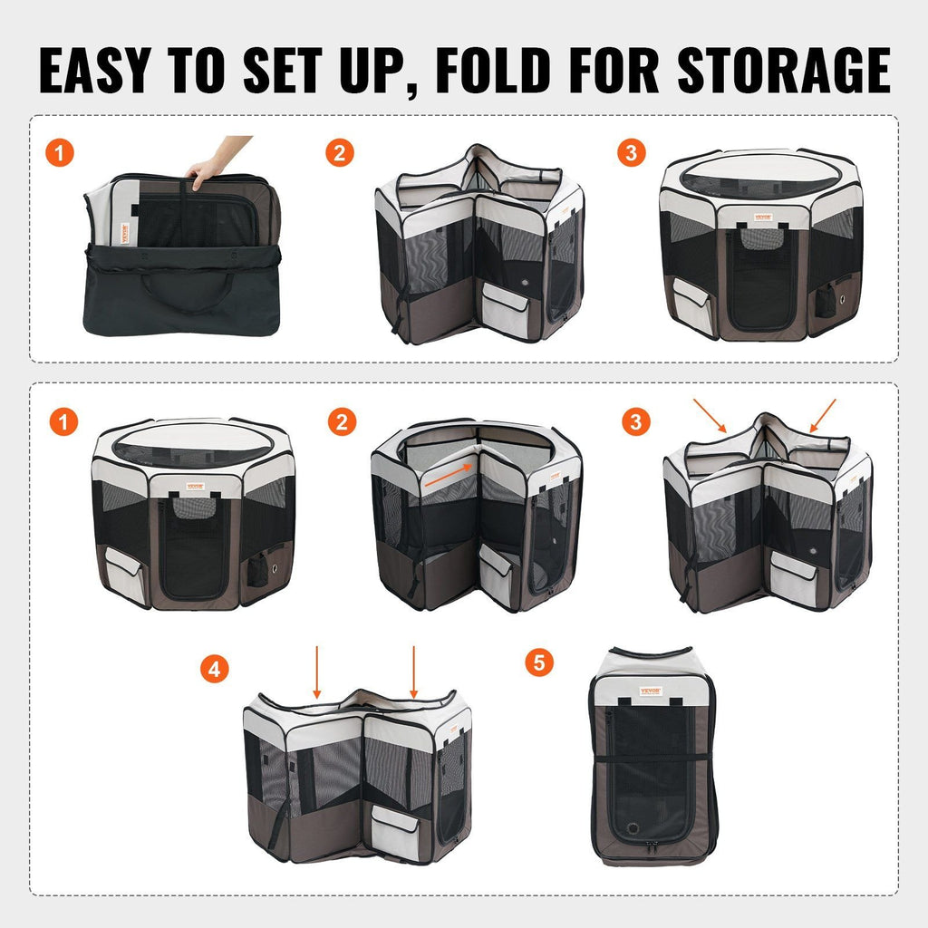 VEVOR 36" Foldable Pet Playpen – Waterproof, Portable Crate for Dogs & Cats, Indoor/Outdoor Use