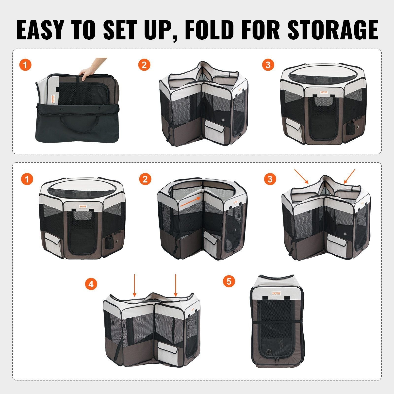 VEVOR 36" Foldable Pet Playpen – Waterproof, Portable Crate for Dogs & Cats, Indoor/Outdoor Use