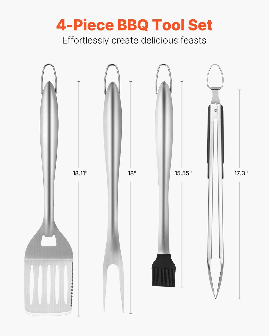 4-Piece BBQ Grilling Tool Set û Stainless Steel Accessories