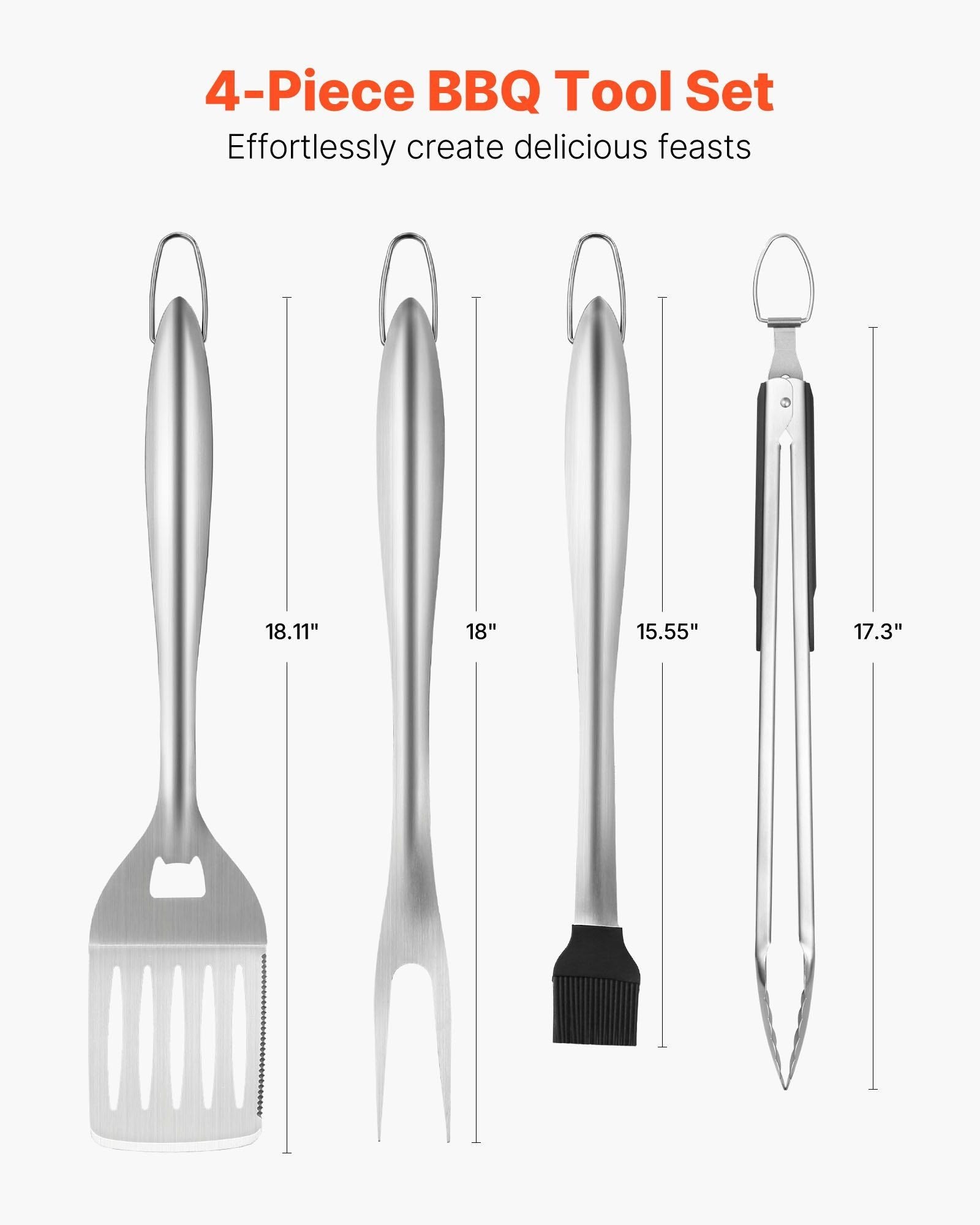 4-Piece BBQ Grilling Tool Set û Stainless Steel Accessories