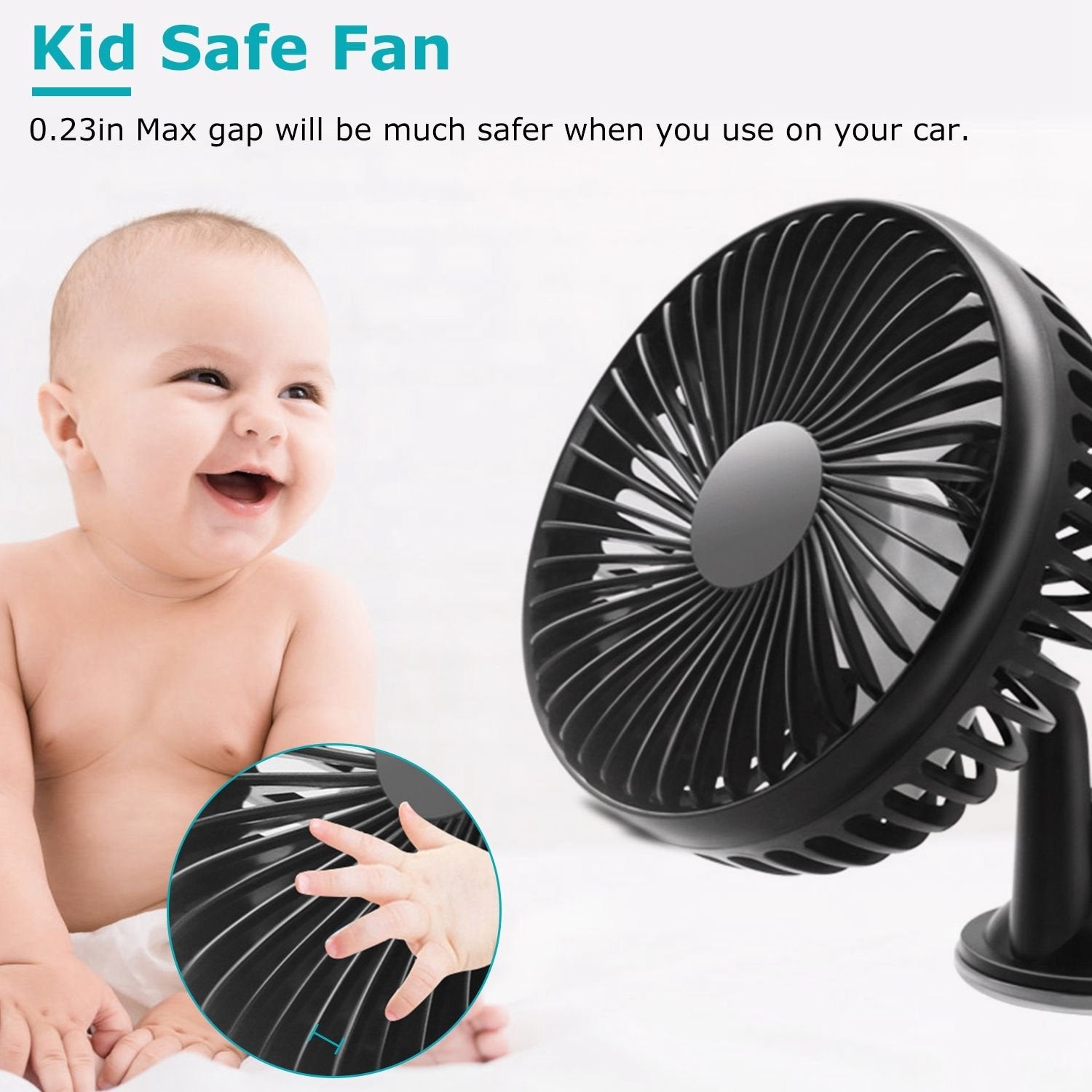 Portable Rotatable USB Car Cooling Fan – Clip & Suction Mount for SUV, RV, Pickup with 3 Speeds