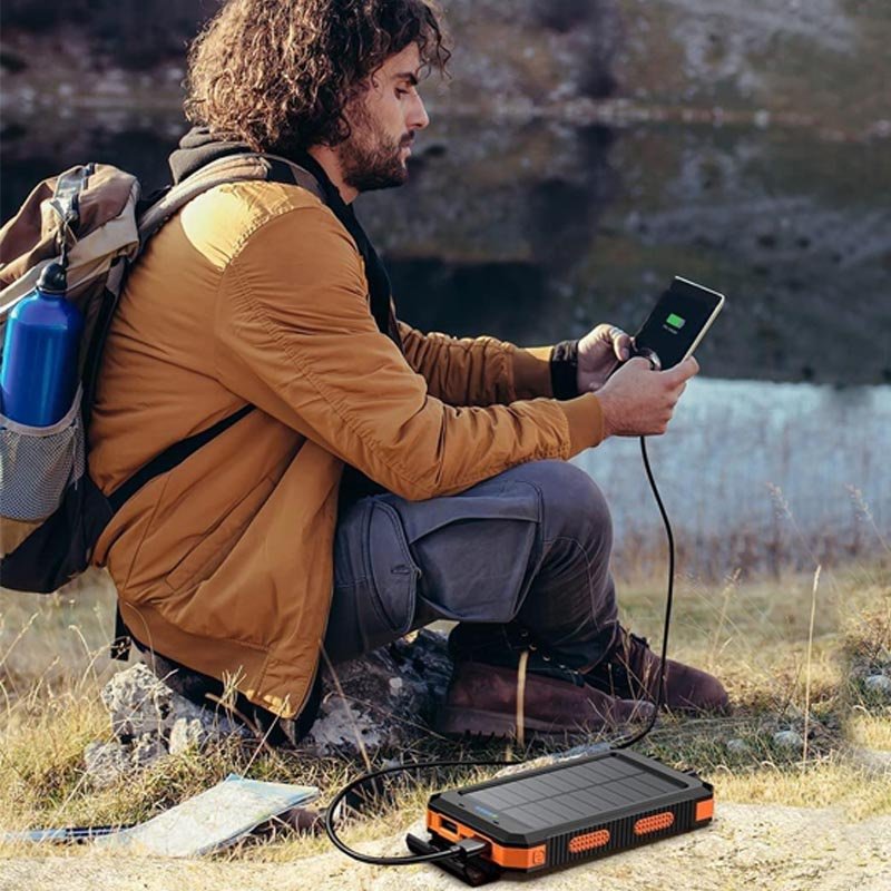 Portable Fast Charging Solar Power Bank with Flashlight