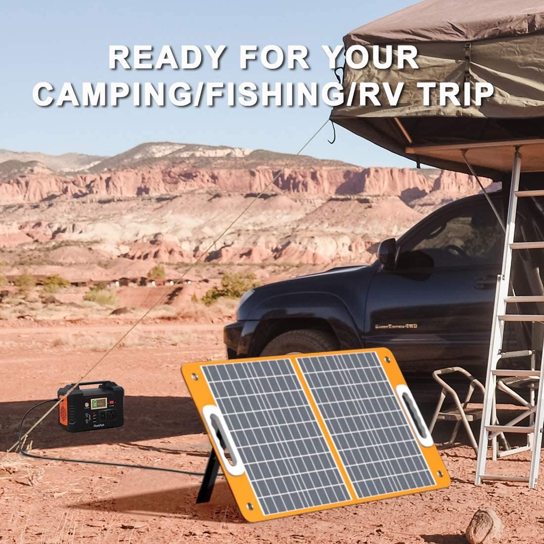 Flashfish - 200W Power Station with 100W Foldable Solar Charger