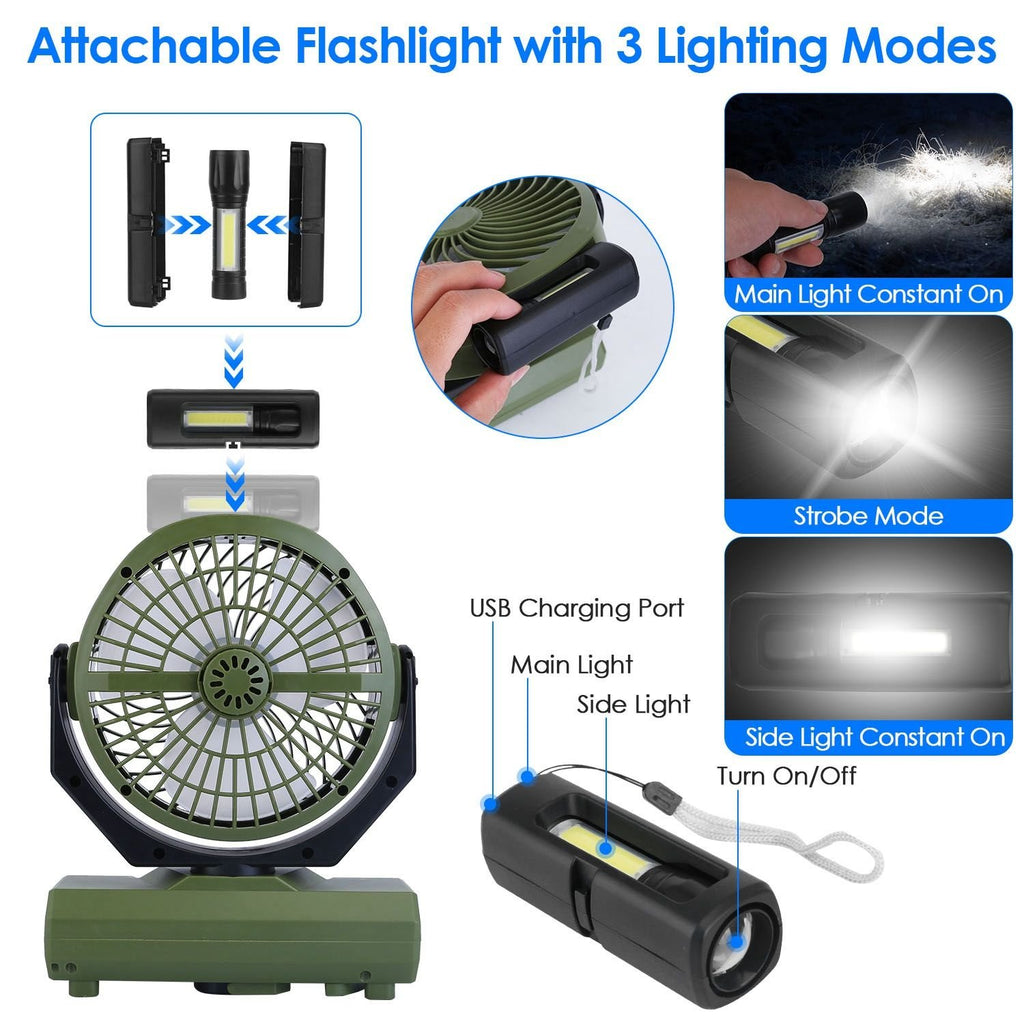 Rechargeable Oscillating Camping Fan