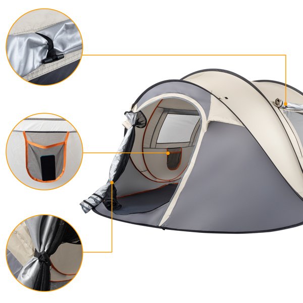 4-Person Pop-Up Camping Tent – Easy Setup for Hiking, Fishing, Beach & Outdoor Adventures