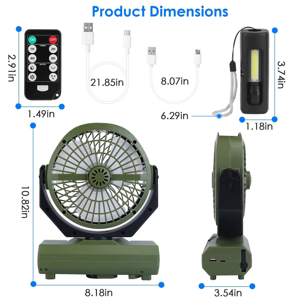Rechargeable Oscillating Camping Fan