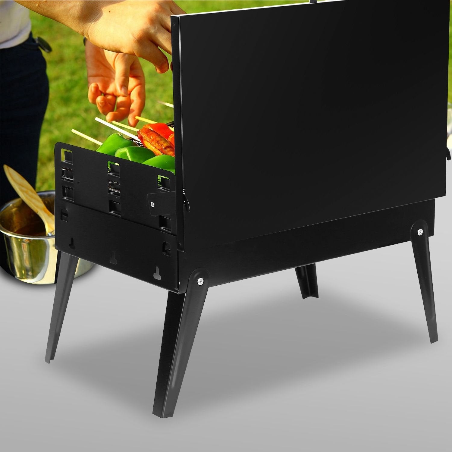 Portable Foldable Charcoal BBQ Grill – 16.7x10x17.7in, Outdoor Camping & Picnic