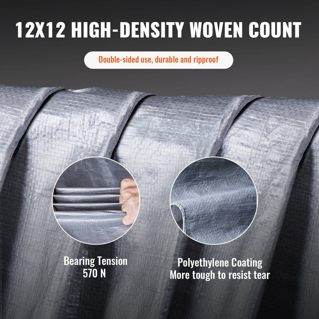 VEVOR 16x20ft Waterproof Tarp – 10 Mil Poly with Reinforced Grommets, Tear & UV Resistant