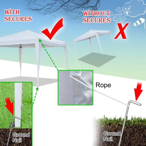 3 x 3m Practical Waterproof Folding Tent, White