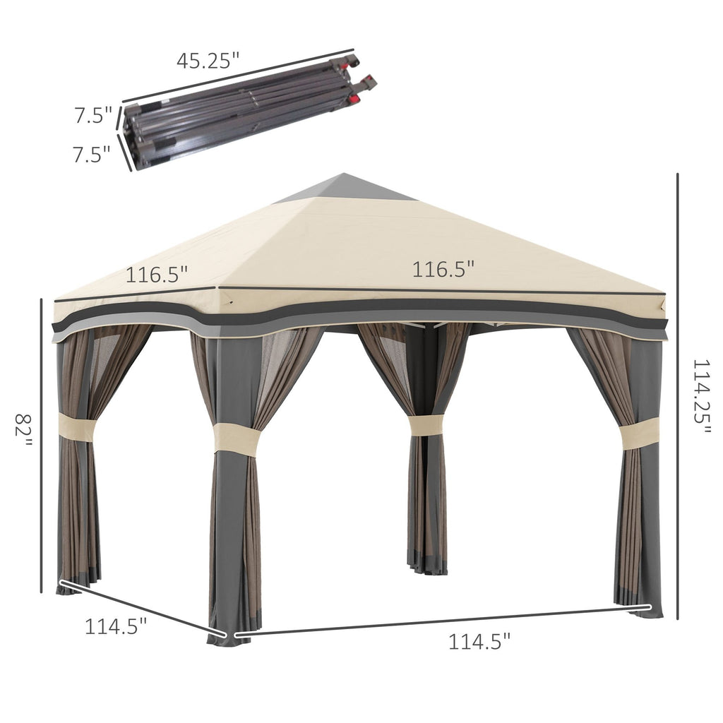 10' x 10' Pop-Up Canopy û Adjustable with Netting & Wheeled Bag (Beige)