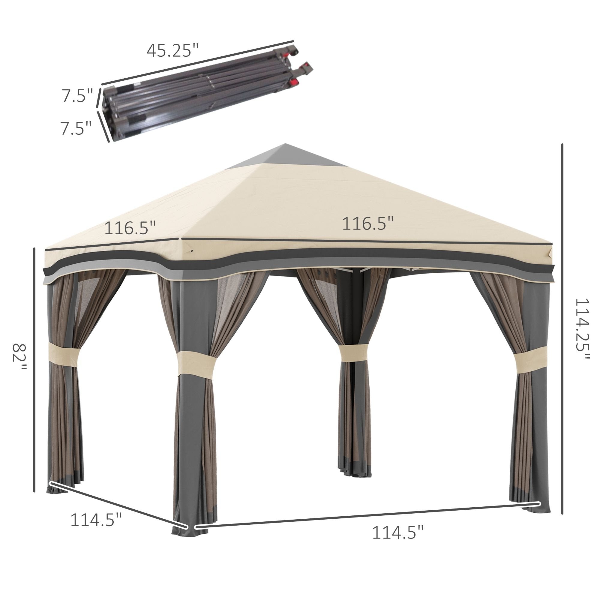 10' x 10' Pop-Up Canopy û Adjustable with Netting & Wheeled Bag (Beige)