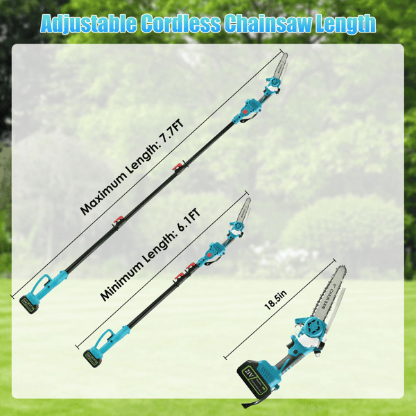 2-in-1 Cordless Pole Saw & Mini Chainsaw û 13FT Reach, Brushless Motor
