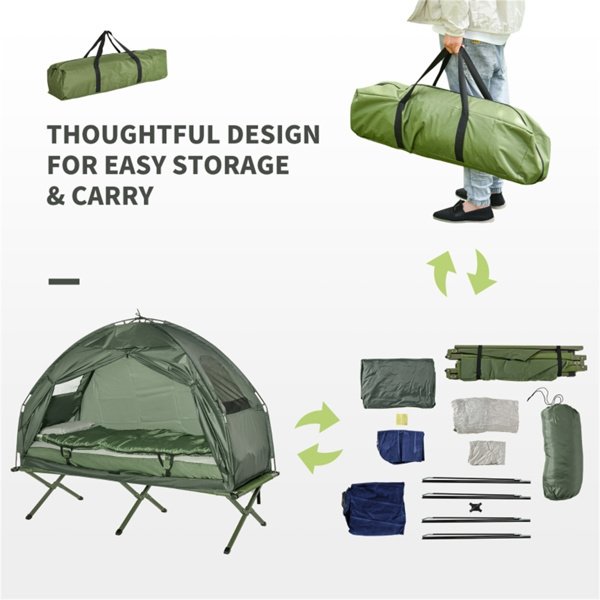 34" x 76" Foldable Cot with Tent & Air Mattress