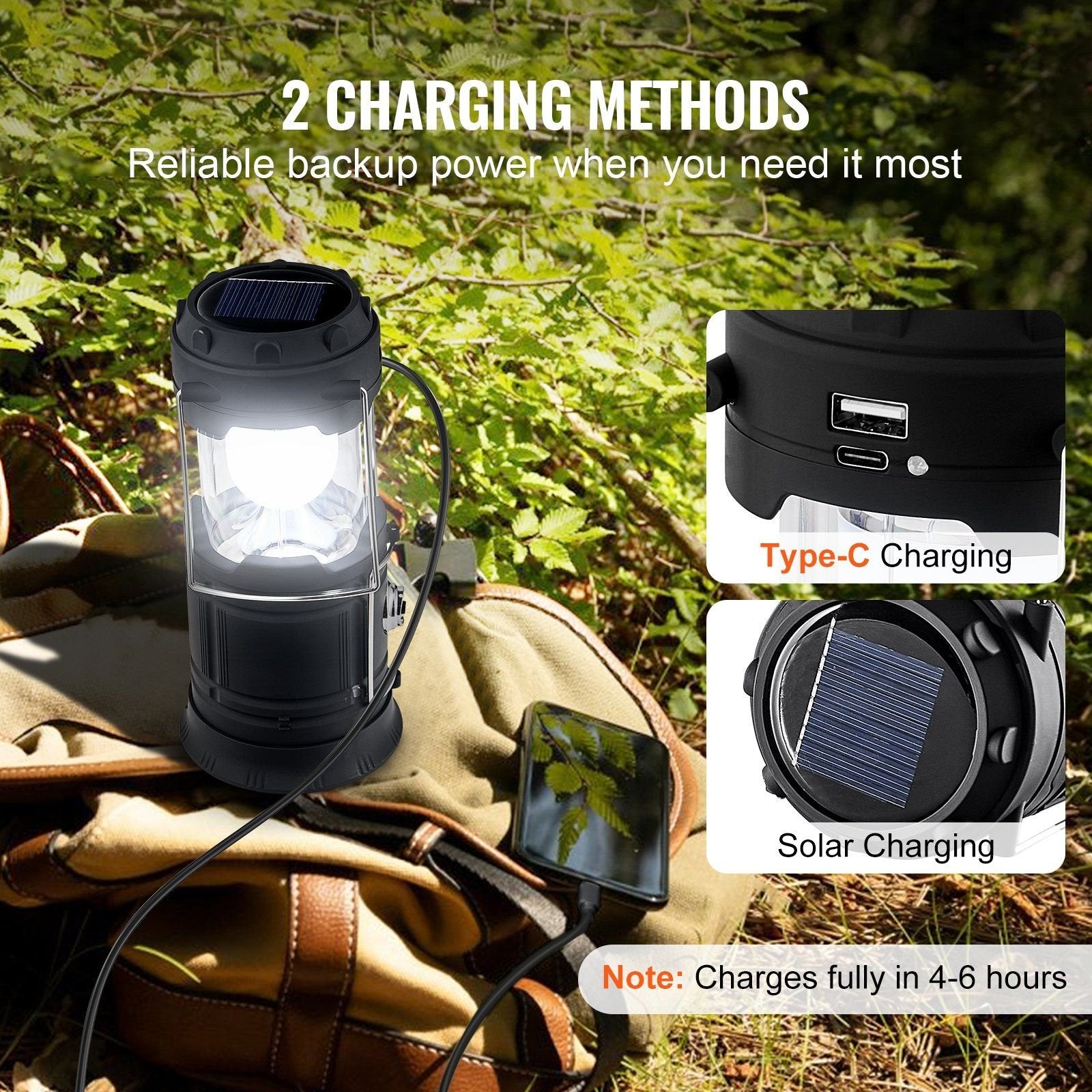 4-Pack Rechargeable LED Camping Lanterns – Collapsible Solar & USB-C Lanterns with Power Bank