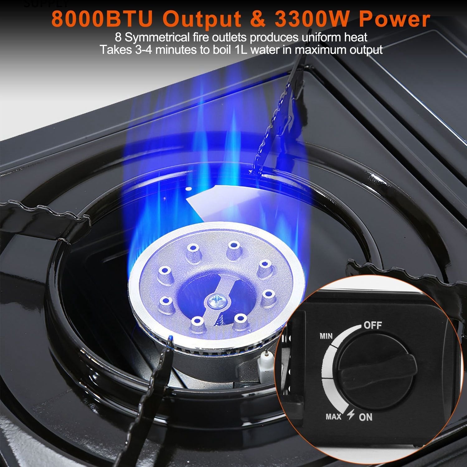 3300W Portable Camping Stove û Dual Fuel Single Burner with Piezo Ignition